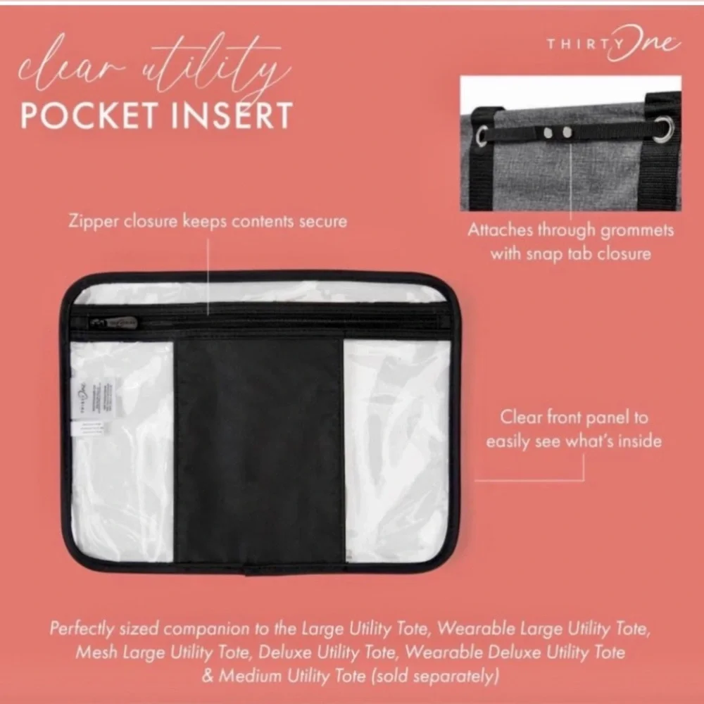 Thirty-One Navy Clear Organizer Pouch